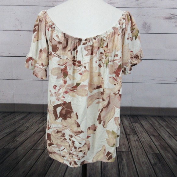 Knox Rose Tops - Knox Rose Top Shirt Womens XL Beige Floral Ruffle Boho Off Shoulder Festival